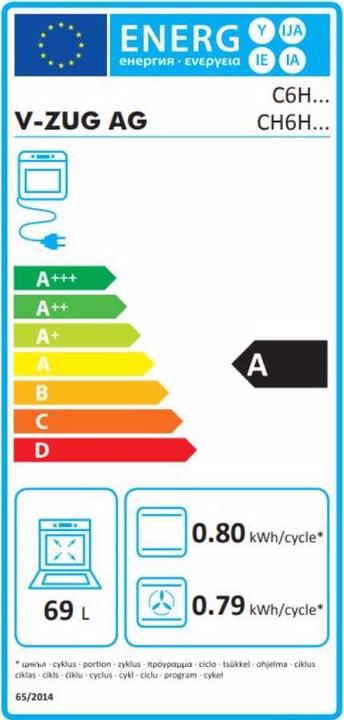 Energie-Label V-Zug Backofen 2104000010
