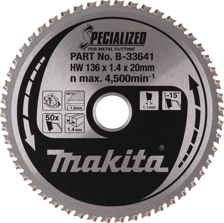 Actual product image Makita SPECIALIZED circular saw blade Ø 136x20x50Z