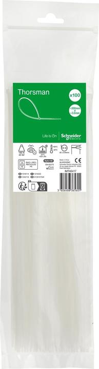 Produktbild Schneider Kabelbinder Thorsman, Abmessung: 300X3,6 mm, VPE=100 Stück Farbe: klar IMT46417 (Kunststoffkabelbinder, 300 mm, 100 Stk.)