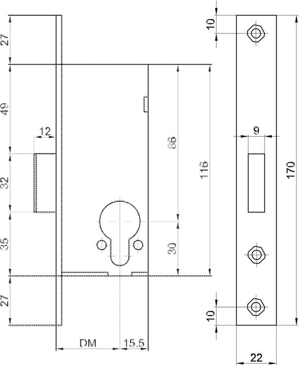Actual product image MSL Tubular frame mortice bolt lock PORTA 1923 (Mortise lock)