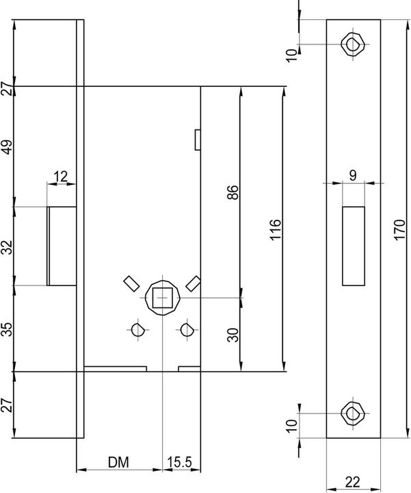 MSL Tubular frame toilet mortice deadbolt lock PORTA 1923 (Mortise lock)