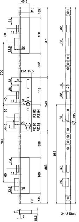 MSL Panic multipoint locking devices FlipLock 24544 PE-SV-TF