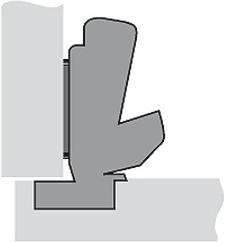 Actual product image Hettich Sensys 8657 zero-entry pot hinges, corner and center hinge