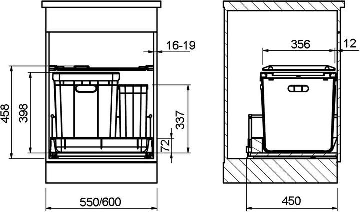 Actual product image Franke Sweepingsystem -Sorter Series 350 Varia for BLUM / GRASS / HETTIC (40 l)