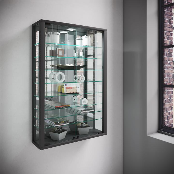 Actual product image VCM Collection Wall Display Case Wood Glass Vitrosa Mini Mirror (59 x 18 x 90 cm)