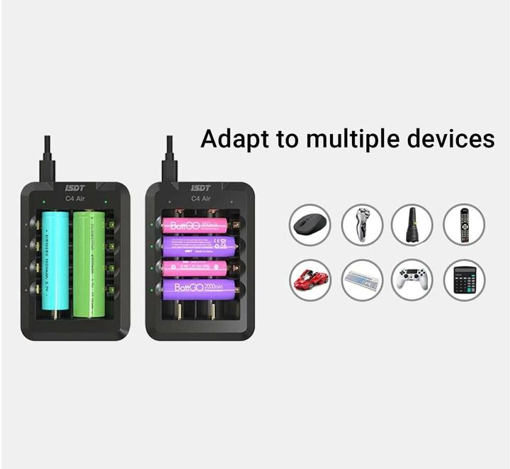 Image du produit Isdt Chargeur C4 Air USB-C, pour NiMH & Li-ion (1 pcs, HR6, HR03, Chargeurs sans batterie)