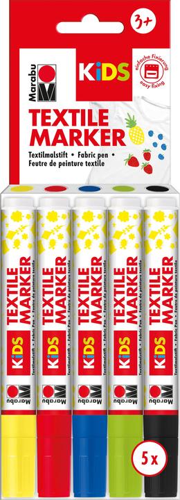 Produktbild Marabu Textilstift KiDS (Grün, Gelb, Schwarz, Rot, Blau, Violett, 3 mm, 5 x)