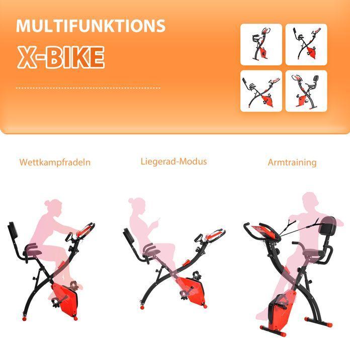 Image du produit Swisshandel24 Vélo d'appartement 2 en 1 Écran LCD, pliable, résistance magnétique réglable sur 8 niveaux, 1 paire