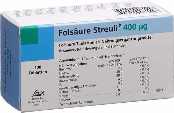 Image du produit Streuli Pharma Acide folique (1 pièce(s), Cachets, 30 g)