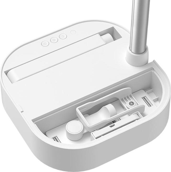 Actual product image Usams Podwójny uchwyt na telefon z lampą LED biały/white ZB24001 (US-ZB240) (1900 lm)