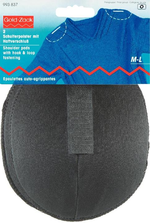 Produktbild Prym Schulterpolster, Raglan Klett, schwarz Grösse M und L, Karte 2 Stk.