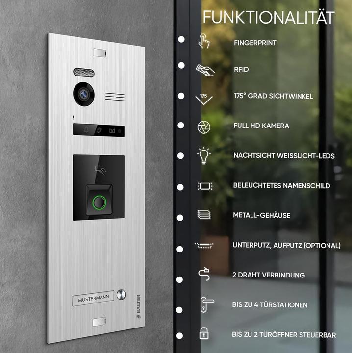 Produktbild Balter EVO-HD Video Türsprechanlage mit Fingerprint (App)