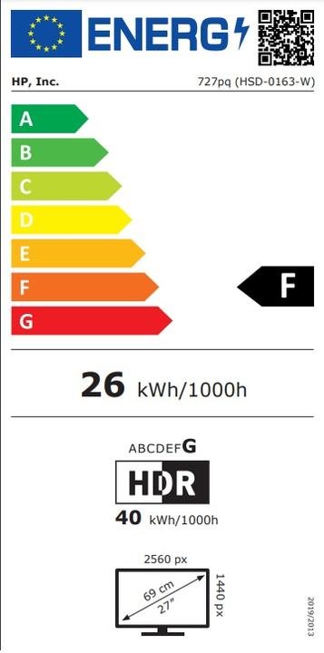 Energy Label HP Series 7 Pro (2560 x 1440 pixels, 27")