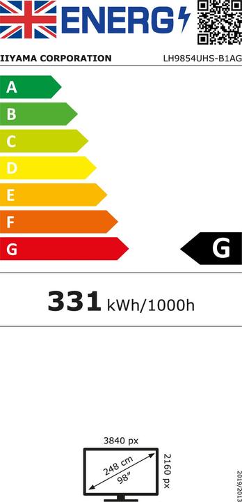 Energy Label iiyama ProLite LH9854UHS-B1AG (3840 x 2160 Pixels, 98")