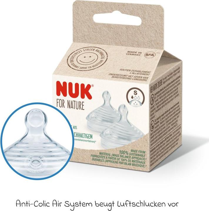 Actual product image NUK for Nature teat, breast-like teat made from sustainable silicone, size S, BPA free