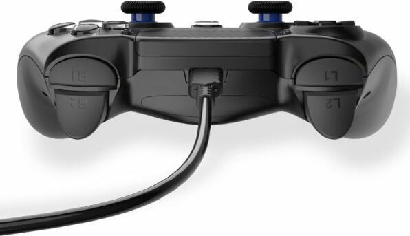 Actual product image Freaks and Geeks Black Wired Controller for PS4 with 3M Cable with Jack Socket (PC, PS4, Android, PS3)