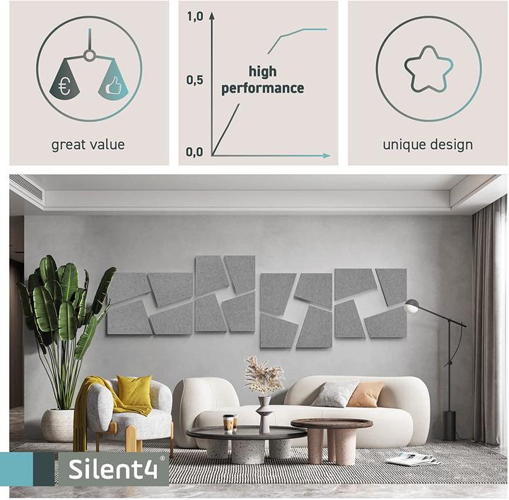 Actual product image Silent4 Sound absorber, Little16 (1.35 m2), Dark grey (16 pcs.)