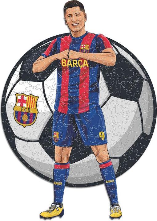 Actual product image Iconic FC Barcelona - Robert Lewandowski - Wooden Puzzle Size M (270 pieces) (270 pieces)