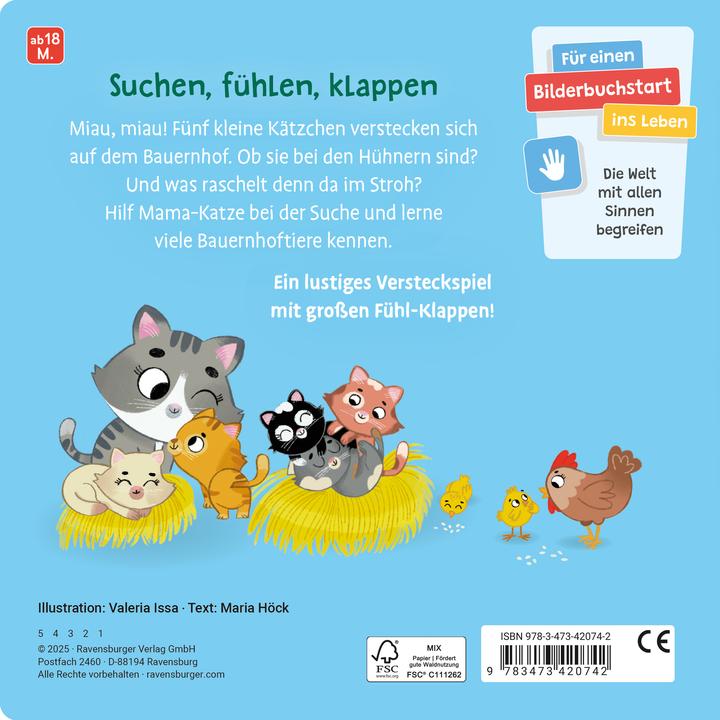 Image du produit Ravensburger Où êtes-vous, petits chatons? Livre de jeux avec de nombreux rabats en tissu, livre pour enfants à (Allemand)