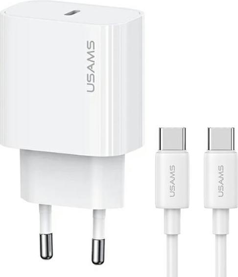 Immagine prodotto Usams Ład. siec. 1xUSB-C T65 PD20W PD Ricarica rapida US-CC226 + cavo USB-C/USB-C US-SJ711 60W biały/