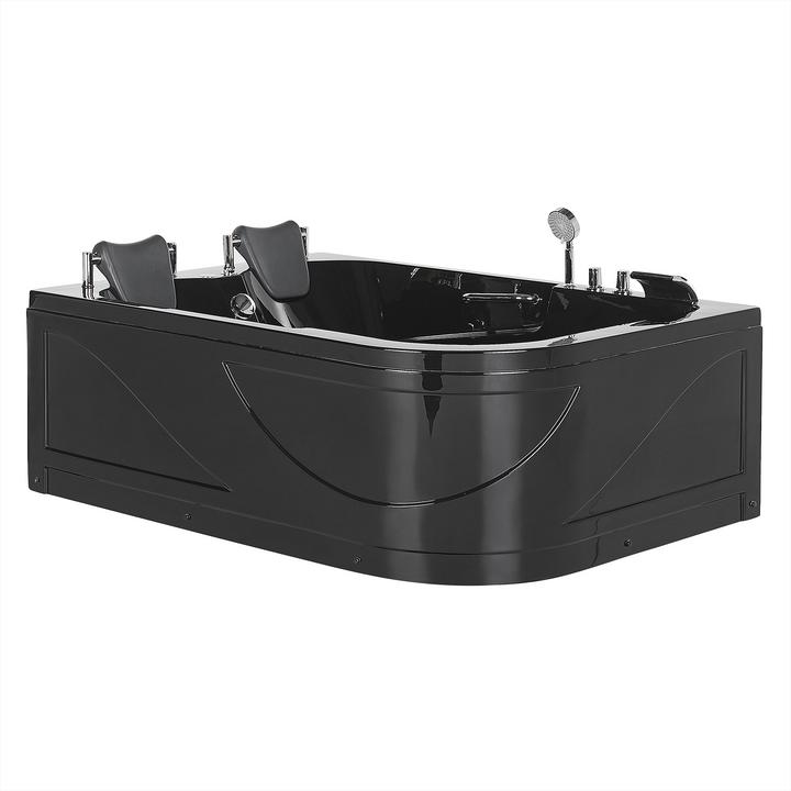 Image du produit Beliani Baignoire à hydromassage noire modèle d'angle avec LED 170 x 119 cm droite BAYAMO (318 l, 112 cm, 81 cm)