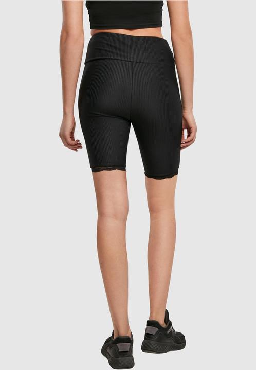 Actual product image Urban Classics Ladies High Waist Rib Lace Hem Cycle Shorts (4XL)