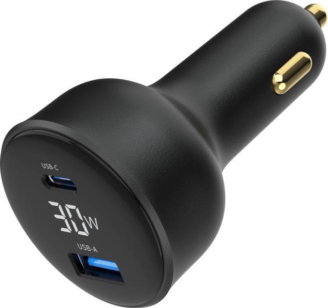 Produktbild Gembird Chargeur Allume Cigare 1x USB-C + 1x USB-A 30W (Noir)