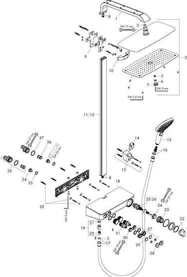 Actual product image hansgrohe Showerpipe RAINDANCE SELECT E 360 1jet DN 15 m ShowerTablet Sel 300 white/chrome