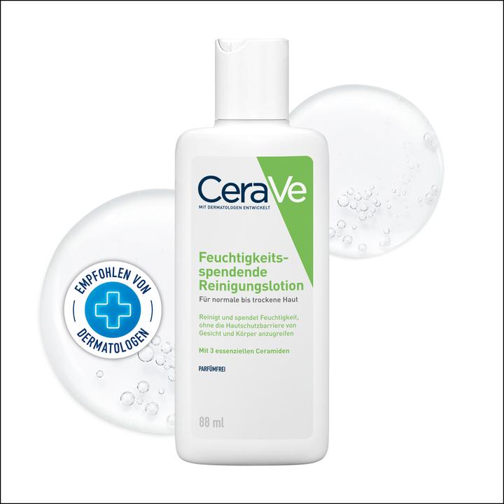 Produktbild CeraVe Feuchtigkeitsspendende Reinigungslotion für Gesicht und Körper (Reinigungslotion, 88 ml)