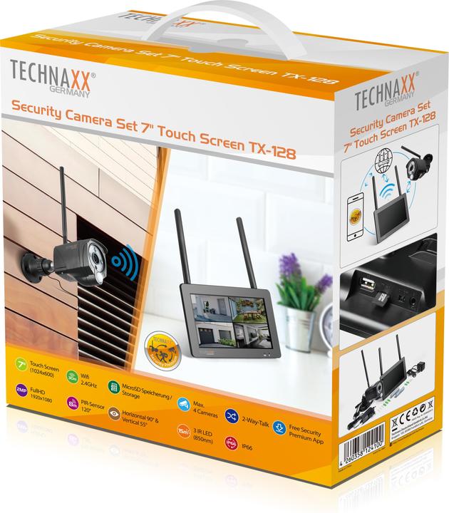 Actual product image Technaxx TX-128 4880 Radio, wireless, WLAN IP radio surveillance set 4-channel with 1 camera 1920 x 1080 (1920 x 1080 Pixels)