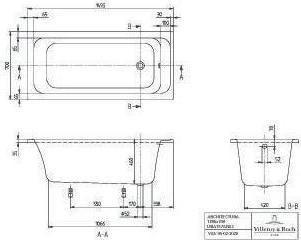 Immagine prodotto Villeroy & Boch Vasca da bagno rettangolare Omnia Architectura 70 x 150 cm bianco alpino liscio (195 l, 150 cm, 70 cm)