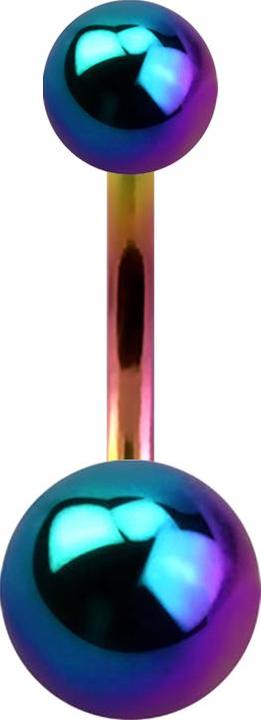 Star Piercing Banane farbig mit zwei Kugeln (Titan G23, ohne Messing)