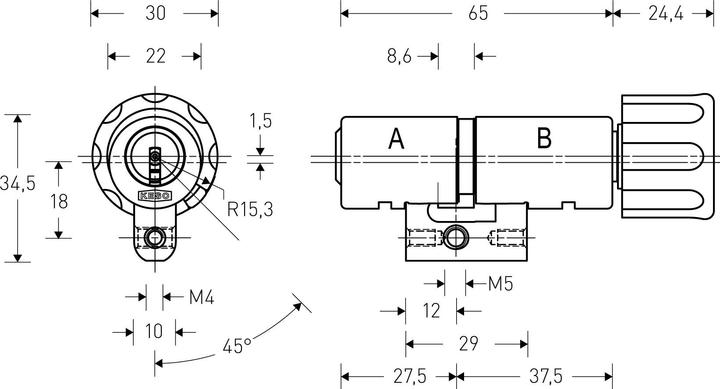 Actual product image Keso Rotary knob cylinder 2000