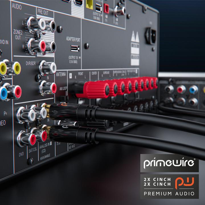 Actual product image Primewire Stereo Cinch Audio Cable, RCA, HiFi Audio Cable multiple shielded, 2x Cinch to 2x Cinch (5 m, Cinch)