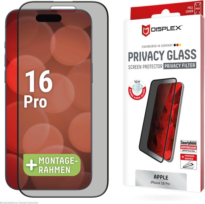 Produktbild Displex Privacy Glass, Privacy Full Cover Panzerglas (1 Stück, Apple iPhone 16 Pro)