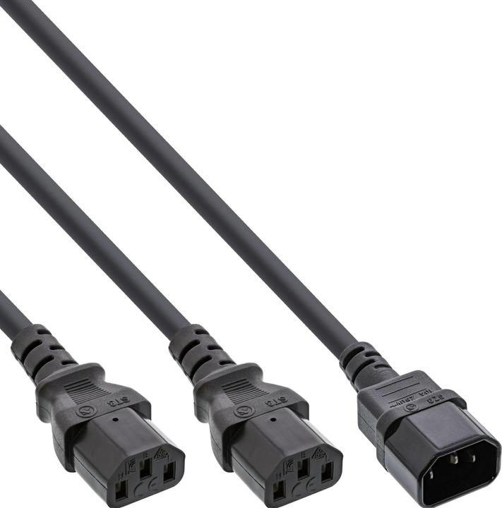 Produktbild InLine Y-Verteilerkabel, 1x Kaltgerätestecker zu 2x Kaltgerätebuchse (1.80 m, IEC 309)