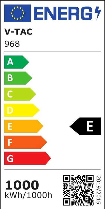 Energie-Label V-TAC VT1055 1000W LED Fluter SMD SAMSUNG Chip Slim Schwarz Gehäuse 4000K 120 lmW (12000 lm, IP65)