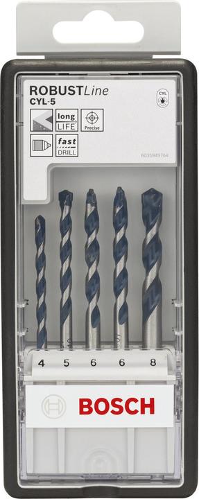 Immagine prodotto Bosch Professional Zubehör Set di 5 punte per calcestruzzo CYL-5, Robust Line, 4-8 mm (8 mm, 5 mm, 4 mm, 6 mm)