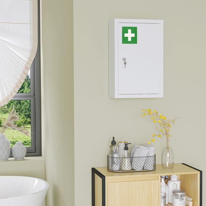 Produktbild Swisshandel24 Medizinschrank, abschliessbar, Einlegeböden, Stahlgehäuse, 30x14x46 cm, Weiss