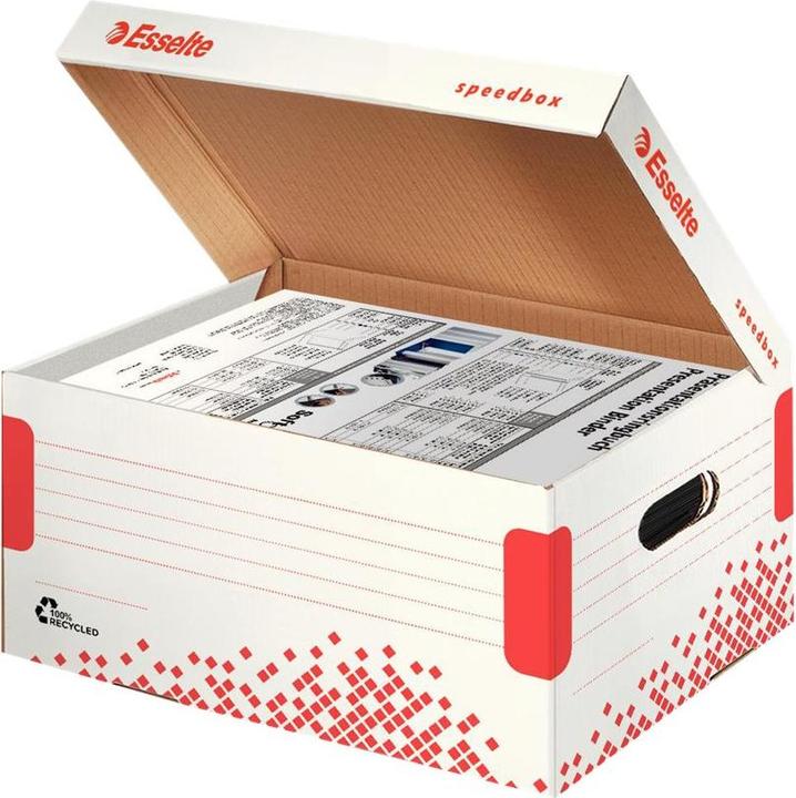 Immagine prodotto Dymo Scatola con coperchio incernierato SPEEDBOX, DIN A4, bianco/rosso, per formato DIN A4+, in carta (A4)