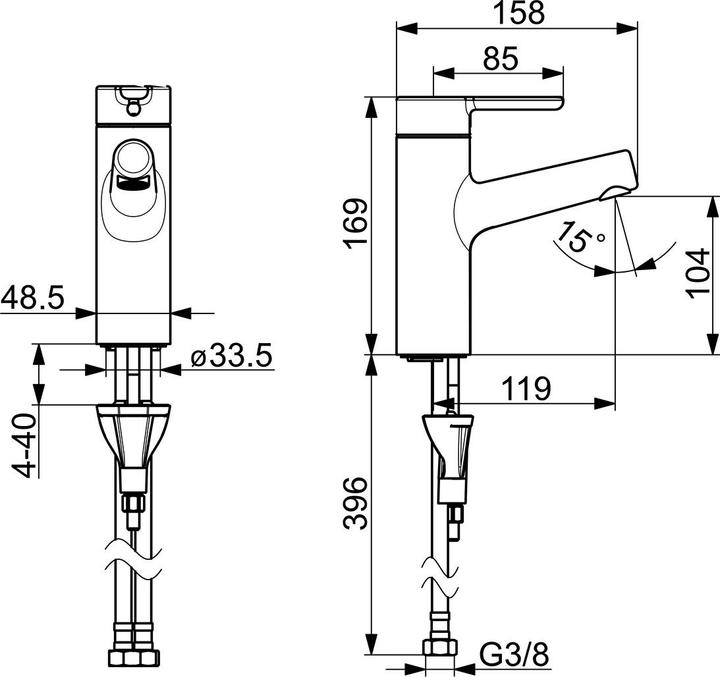 Produktbild Hansa HANSADESIGNO Style Waschtischarmatur, Ausladung 119mm, ohne Ablaufgarnitur, 51722283