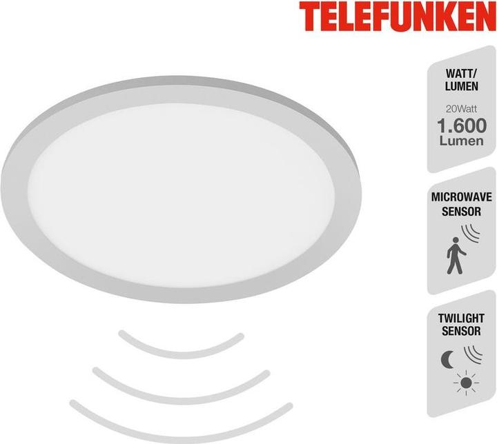 Actual product image Telefunken LED sensor panel 20W 1600 lm 4000 K neutral white Hx 50x300 mm chrome matt white (1600 lm)
