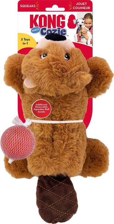 Actual product image KONG Cozie Pocketz Beaver M 24 X 18 X 7,5cm (Plush toy dog)