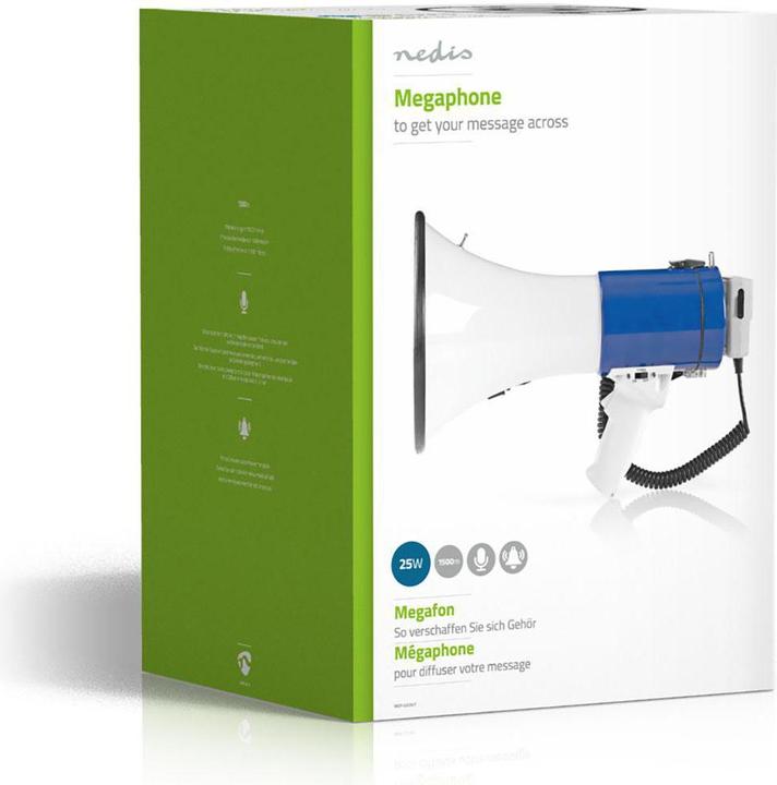 Image du produit Nedis Mégaphone | Portée maximale : 1500 m | Réglage du volume maximal : 135 dB | Microphone amovible (Porte-voix)