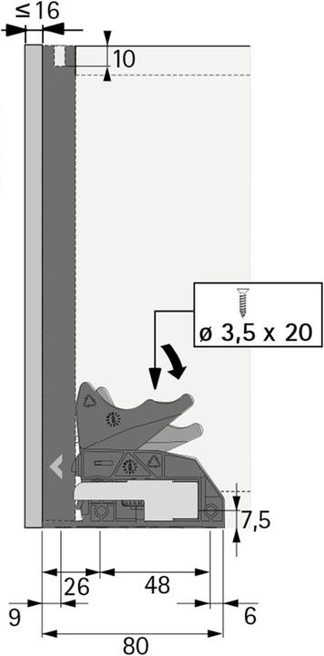 Image du produit Hettich Quadro V6+ 50 SiSy pour tiroir 480 mm