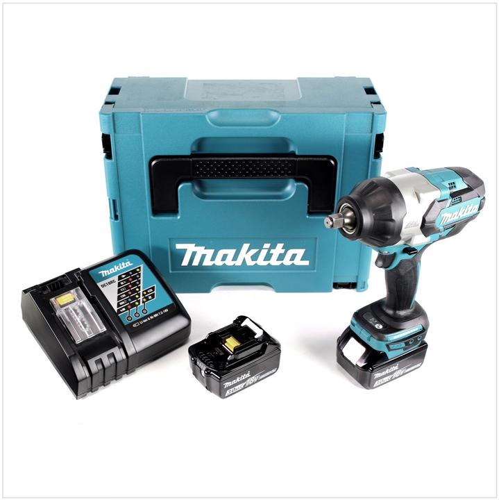 Productafbeelding Makita DTW 1002 RFJ Accu-slagmoersleutel 1/2" 18V 1000Nm Borstelloos + 2x Accu 3,0Ah + Lader + Mak (Oplaadbare batterij)