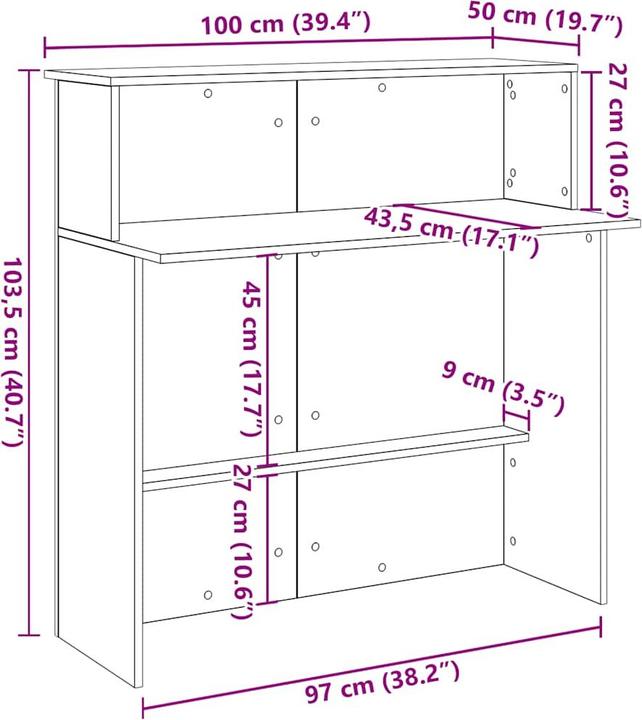 Produktbild VidaXL Empfangstheke Weiss 100x50x103,5 cm Holzwerkstoff Empfangstresen