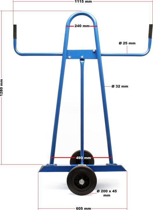 Produktbild Wiltec Plattenkarren 300kg 2 Reifen Plattenkarre Transportwagen Plattenroller (300 kg)