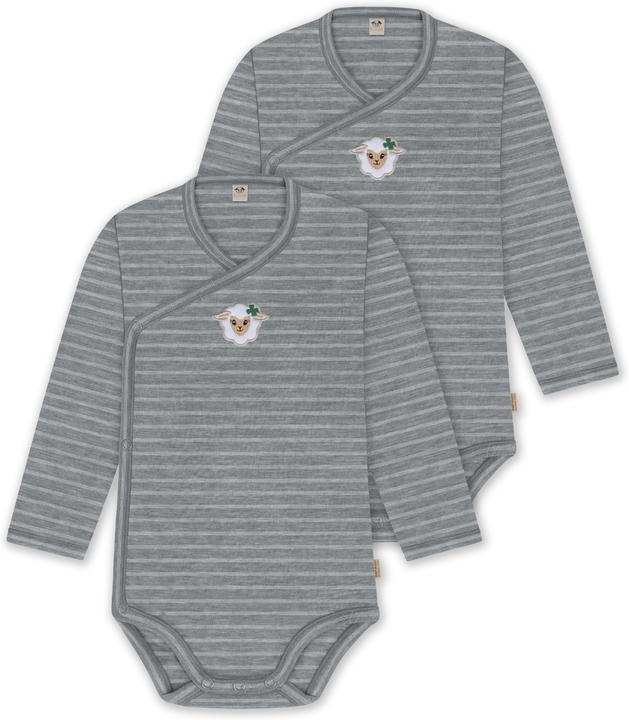 Normani 2er Pack Baby-Body Basic Merino Wickelbody Langarm mit Knopf - 9347