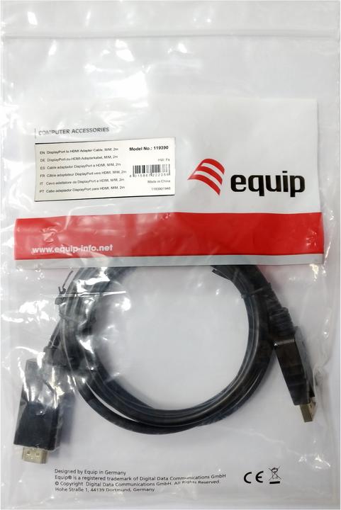 Produktbild equip Displayport Adapter HDMI St/St 5.0m 4K/30Hz schwarz (5 m, DisplayPort)